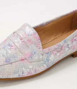 Melinato Pastel Print Leather Loafers