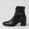 Melvine Black Leather Ankle Boots