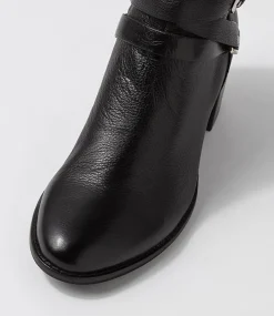 Melvine Black Leather Ankle Boots