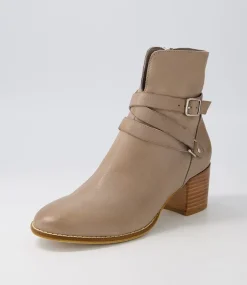 Melvine Taupe Leather Ankle Boots