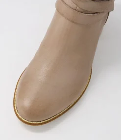 Melvine Taupe Leather Ankle Boots