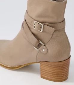 Melvine Taupe Leather Ankle Boots