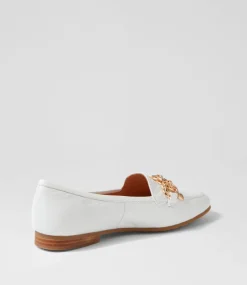 Mennat White Leather Loafers