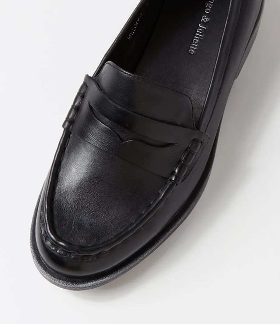 Messina Black Leather Loafers