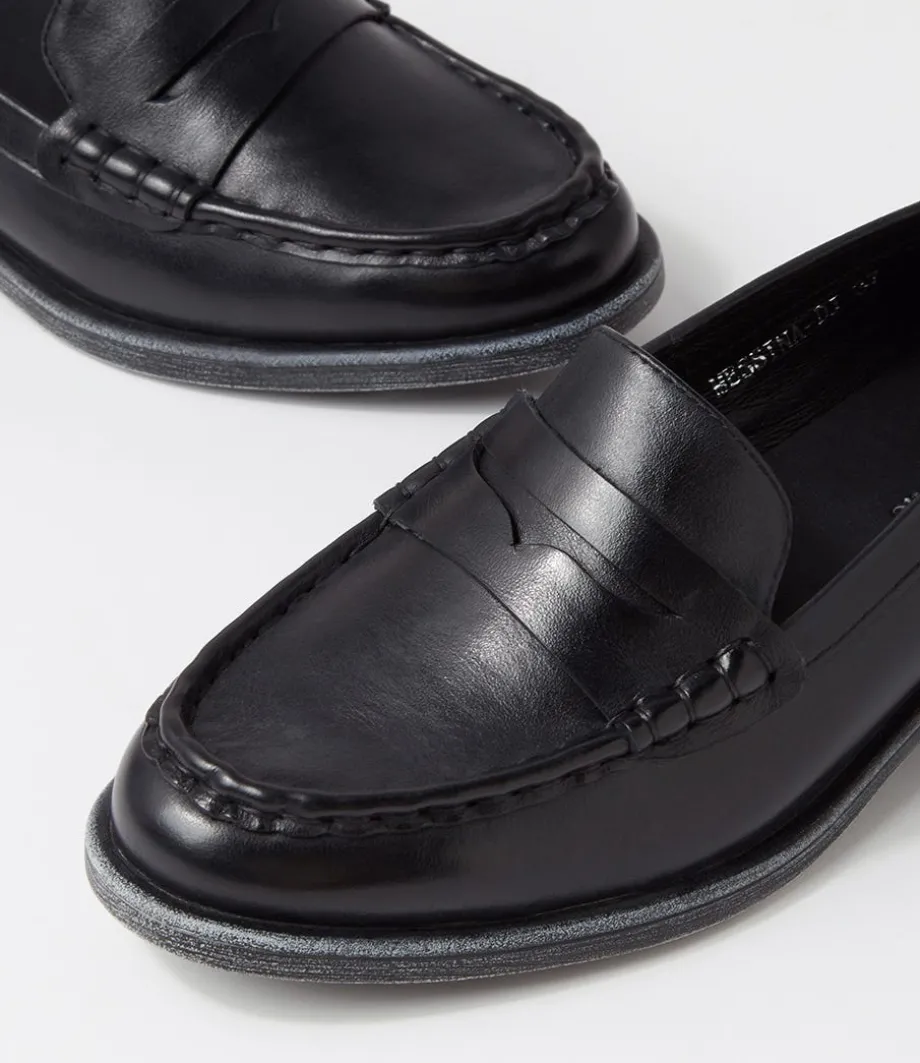 Messina Black Leather Loafers