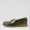 Messina Khaki Patent Leather Loafers
