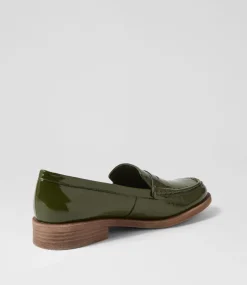 Messina Khaki Patent Leather Loafers