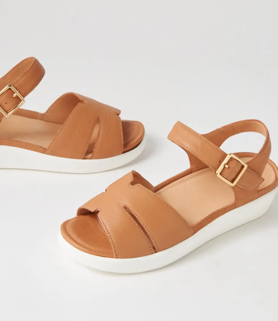 Meygan W Dark Tan Leather Sandals