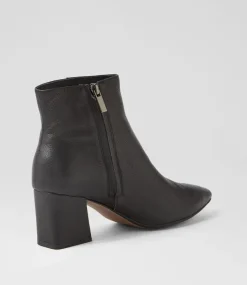 Mieke Black Leather Ankle Boots