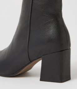 Mieke Black Leather Ankle Boots