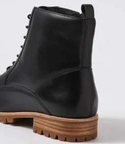 Minoru W Black Leather Lace Up Boots