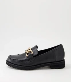 Misima W Black Leather Loafers