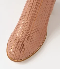 Mockas Blush Metallic Cut Leather Ankle Boots