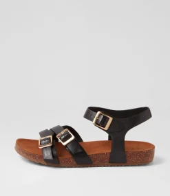 Moffee Xw Black Leather Sandals
