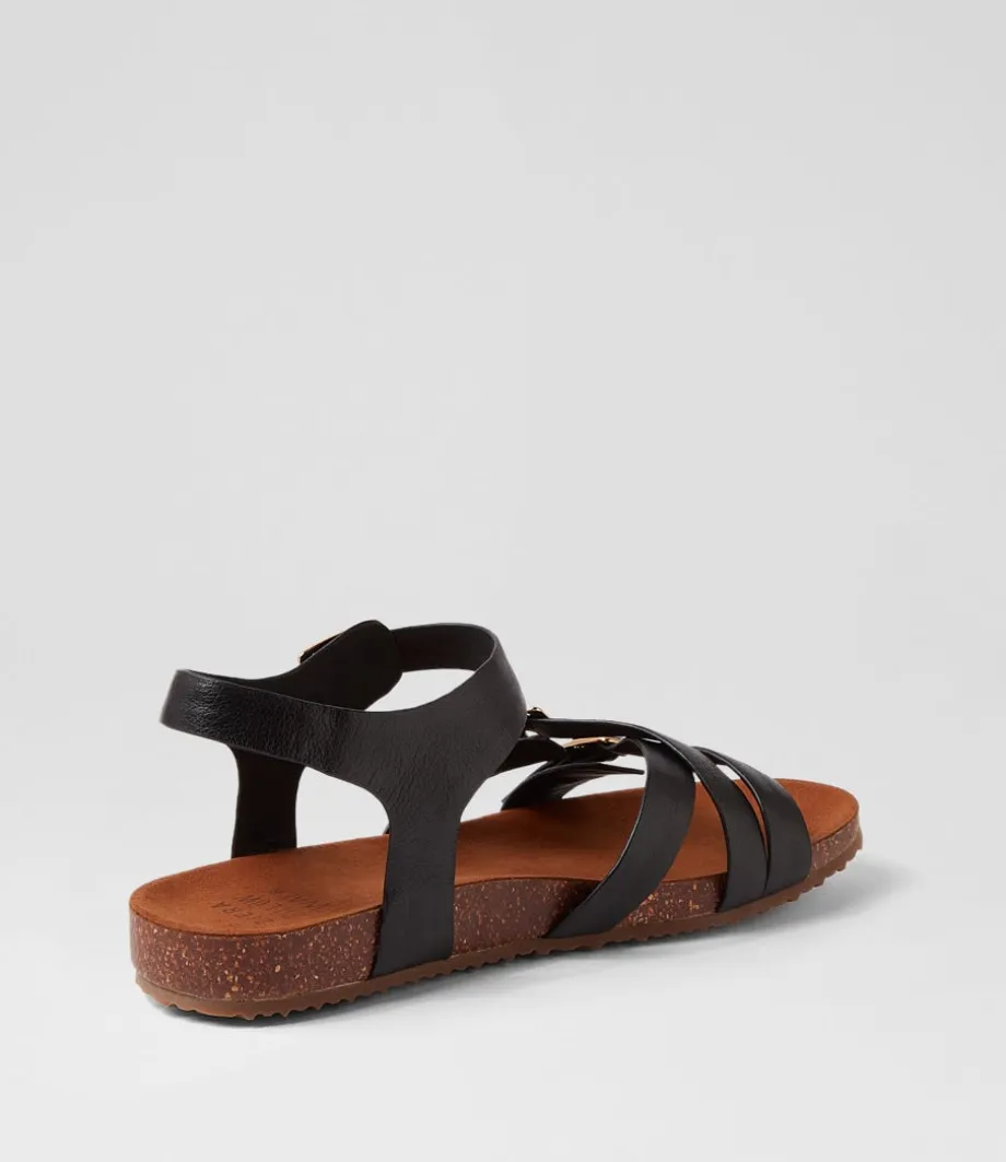 Moffee Xw Black Leather Sandals