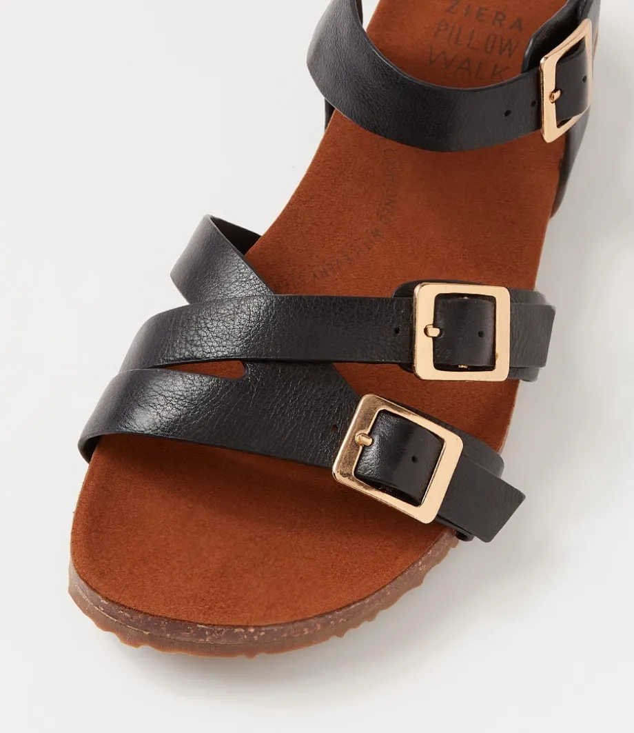 Moffee Xw Black Leather Sandals