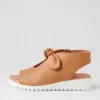 Moneka Dark Tan White Leather Sandals