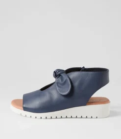 Moneka Navy White Leather Sandals