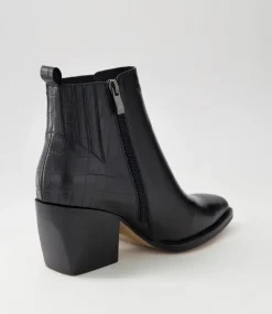 Morene Black Croc Leather Chelsea Boots