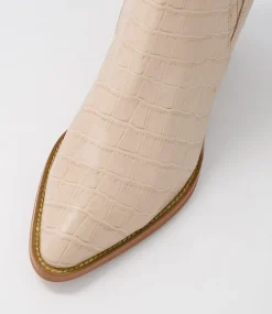 Morene Cafe Croc Leather Chelsea Boots