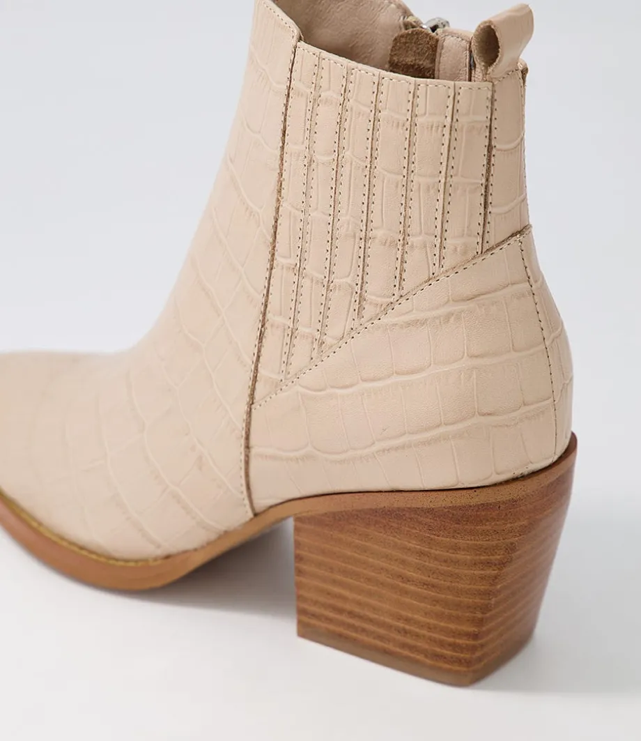 Morene Cafe Croc Leather Chelsea Boots