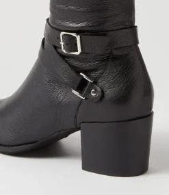 Morry Black Leather Knee High Boots