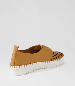 Mosi Dark Tan White Leather Sneakers
