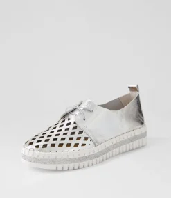 Mosi Silver White Crush Leather Sneakers