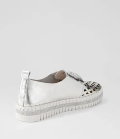 Mosi Silver White Crush Leather Sneakers