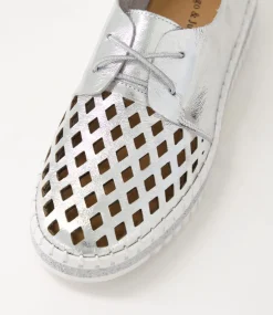 Mosi Silver White Crush Leather Sneakers
