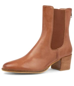 Mycah Cognac Leather Ankle Boots