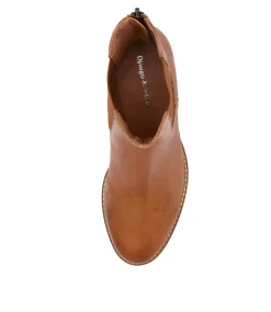 Mycah Cognac Leather Ankle Boots