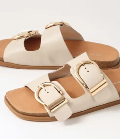 Nabina Almond Leather Slides