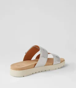 Nairo Xw Silver Scratch Leather Slides