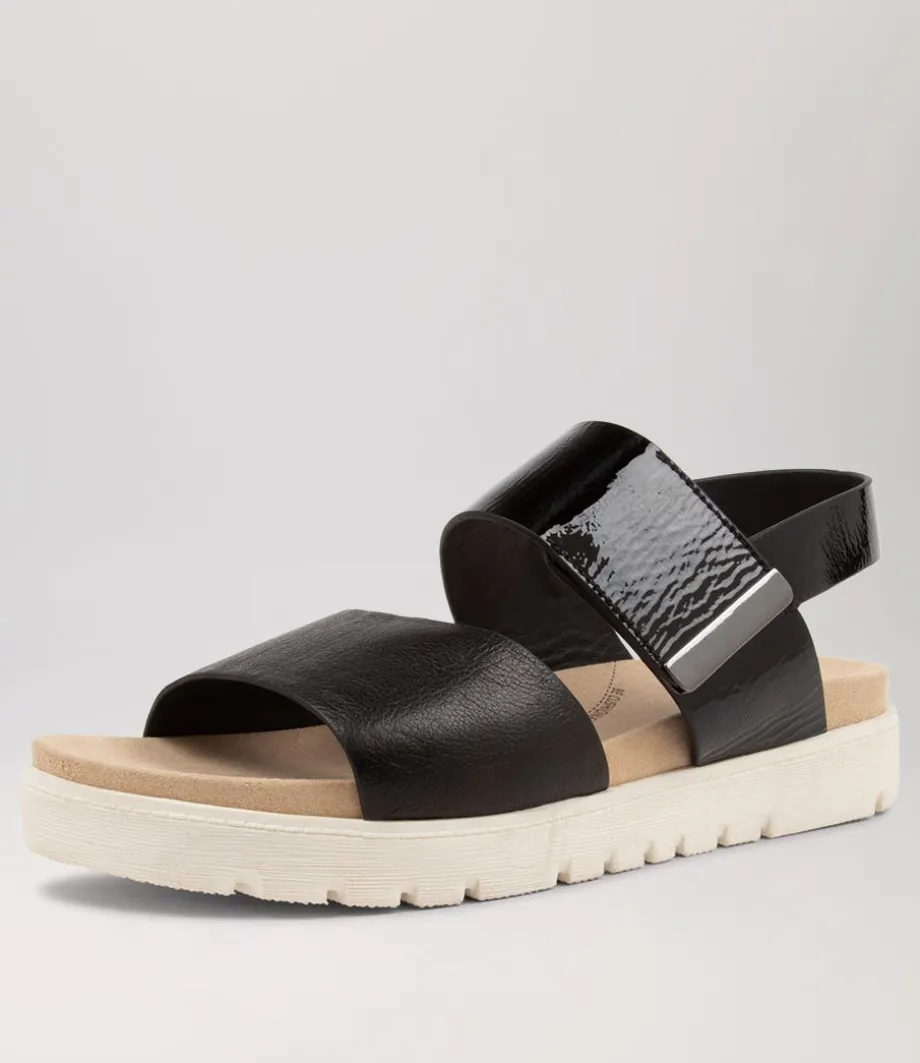 Nakta Xw Black Leather Patent Sandals Ws