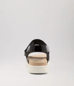 Nakta Xw Black Leather Patent Sandals Ws