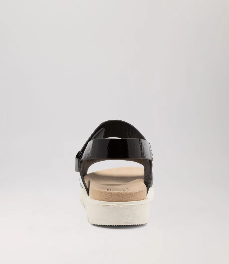Nakta Xw Black Leather Patent Sandals Ws