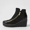 Nalani Black Patent Suede Ankle Boots