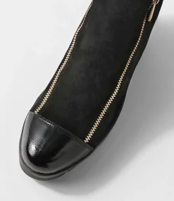 Nalani Black Patent Suede Ankle Boots