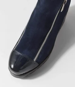 Nalani Navy Patent Suede Ankle Boots