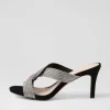 Narleta Black Silver Suede Jewels Mules