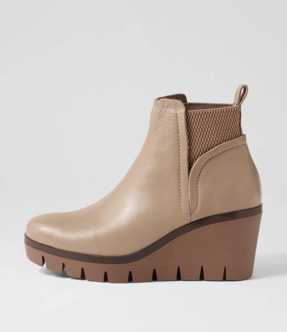 Narry Taupe Leather Ankle Boots