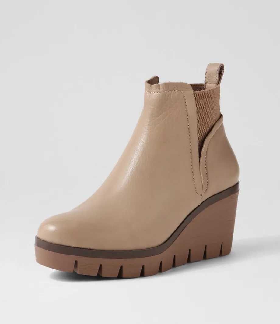 Narry Taupe Leather Ankle Boots