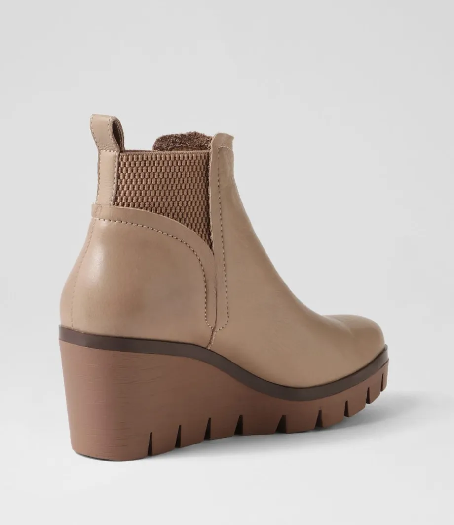 Narry Taupe Leather Ankle Boots