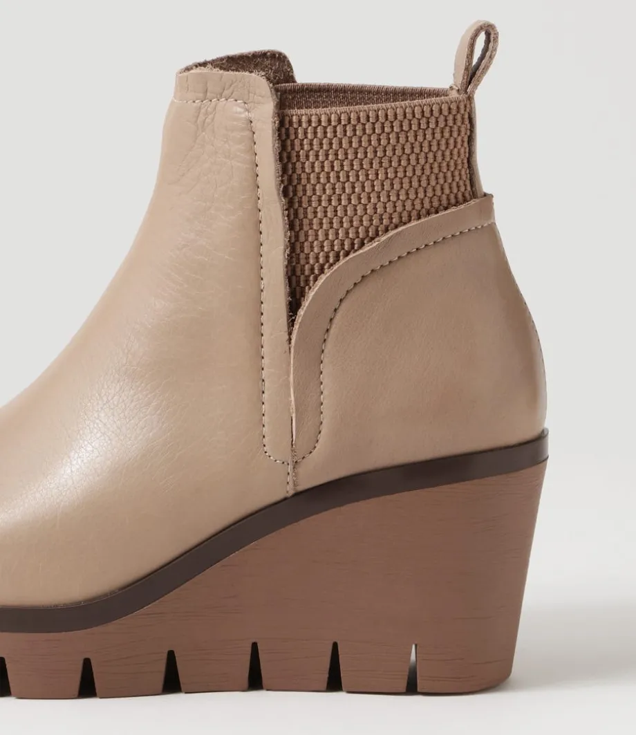 Narry Taupe Leather Ankle Boots