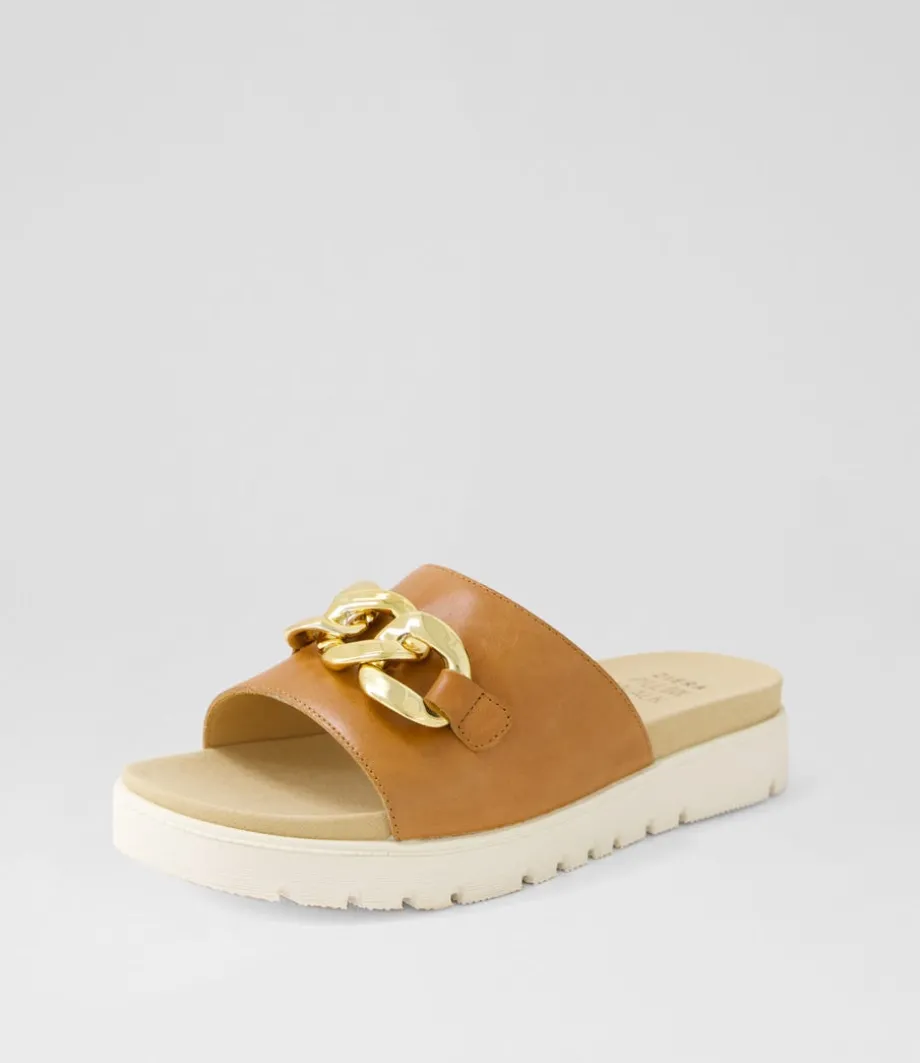 Narry Xw Tan Leather Slides