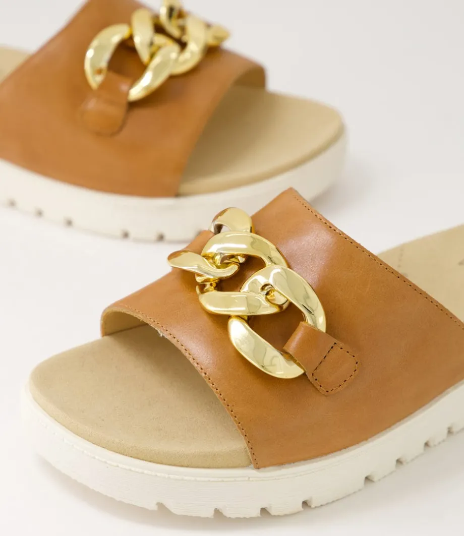 Narry Xw Tan Leather Slides