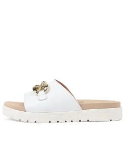 Narry Xw White Leather Slides