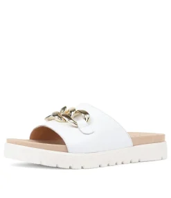 Narry Xw White Leather Slides
