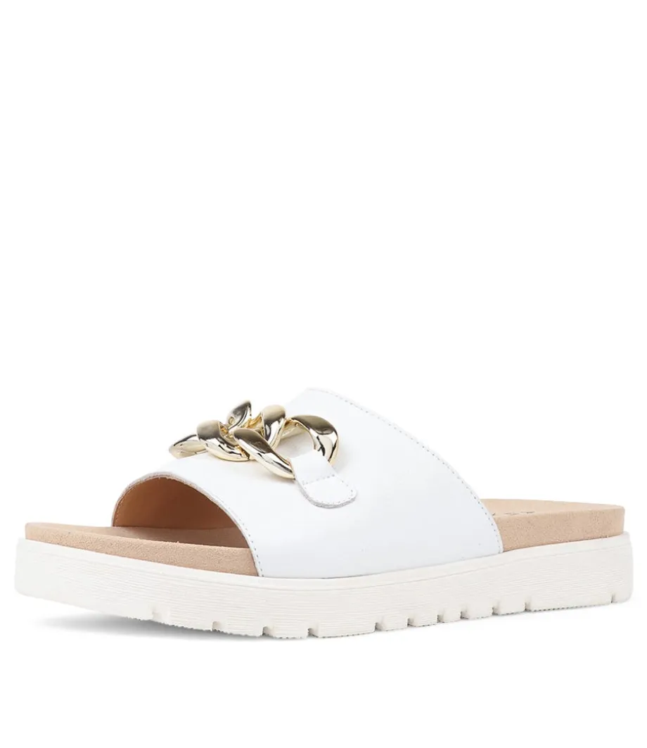 Narry Xw White Leather Slides